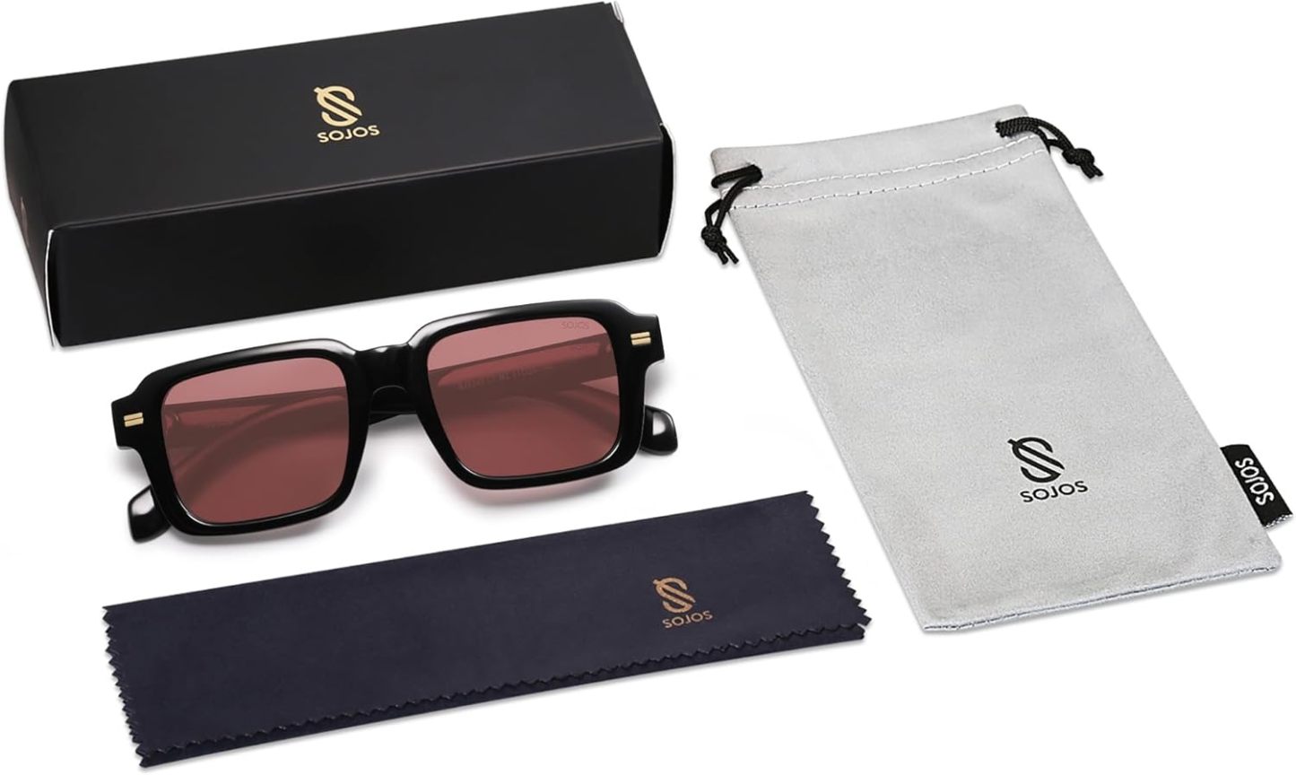 SOthtJOS Trendy Square Polarized Sunglasses for Women, 70s 80s Retro Rectangle Shades SJ2345