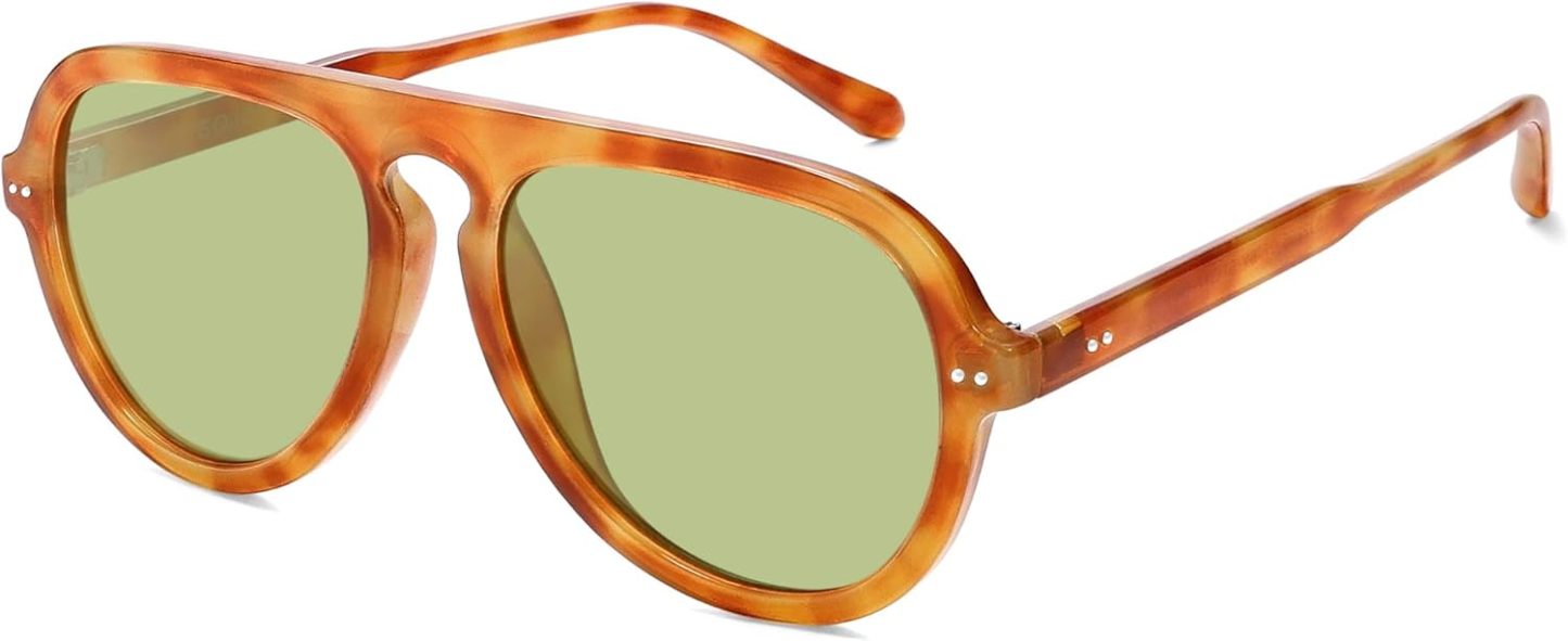 SOthtJOS Retro Aviator Sunglasses Womens Mens Vintage Plastic Frame Shades Lentes De Sol Para Mujer SJ2255