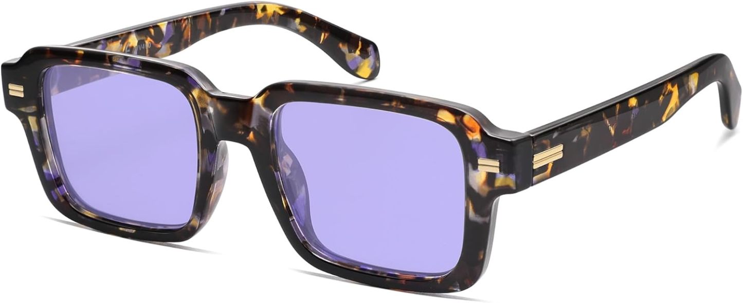 SOthtJOS Trendy Square Polarized Sunglasses for Women, 70s 80s Retro Rectangle Shades SJ2345