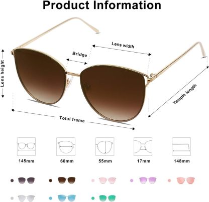 SOthtJOS Mirrored Flat Lens Fashion Sunglasses for Women SJ1085
