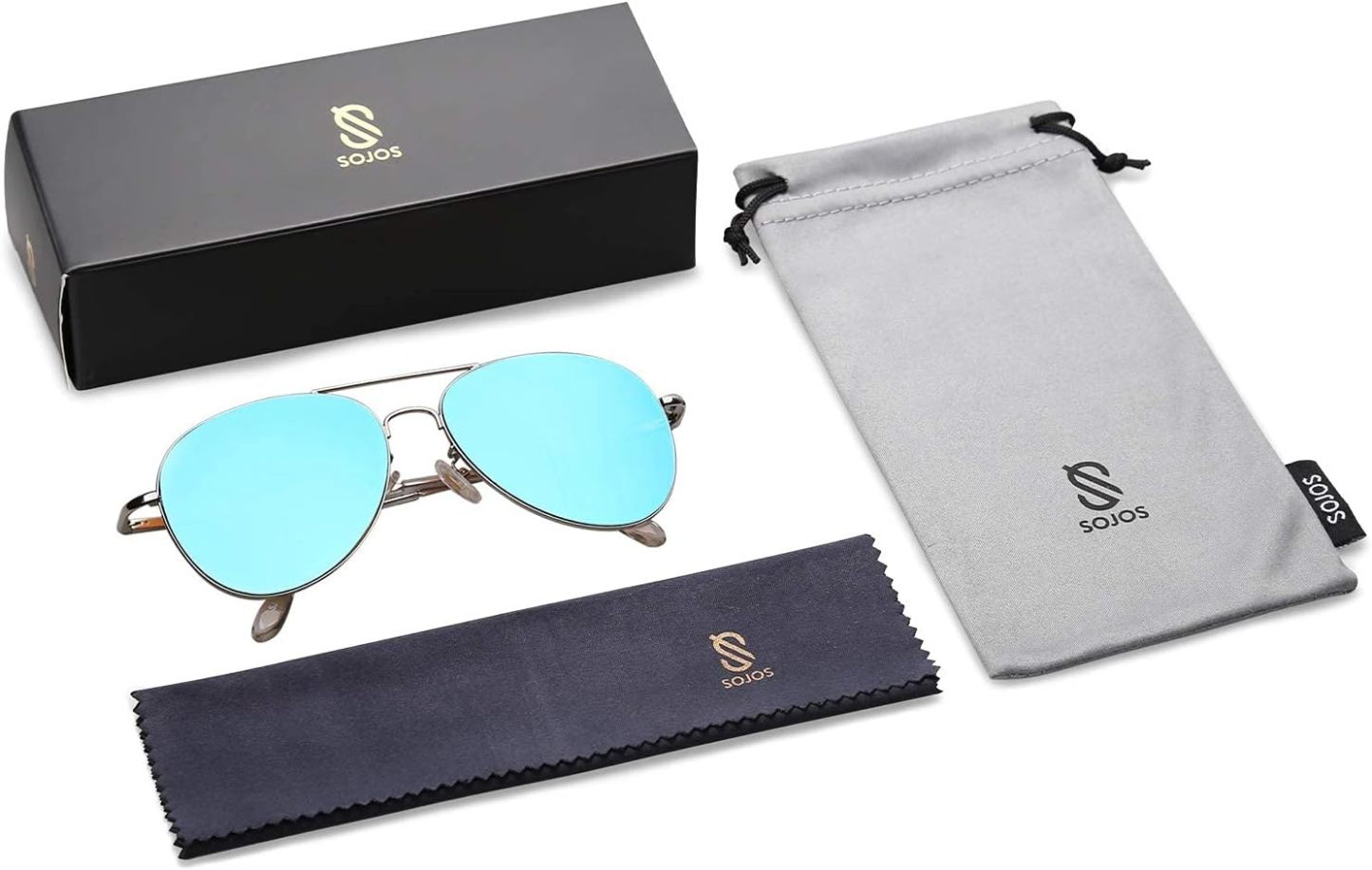 SOthtJOS Classic Aviator Sunglasses for Women Men Metal Spring Hinges SJ1030