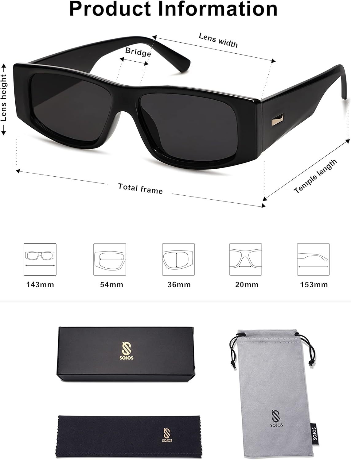 SOthtJOS Trendy Y2K Rectangle Polarized Sunglasses for Women Men Fashion Designer Rave Sunglasses SJ2228
