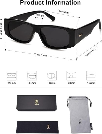 SOthtJOS Trendy Y2K Rectangle Polarized Sunglasses for Women Men Fashion Designer Rave Sunglasses SJ2228