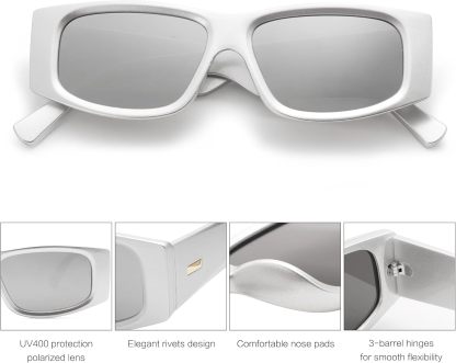 SOthtJOS Trendy Y2K Rectangle Polarized Sunglasses for Women Men Fashion Designer Rave Sunglasses SJ2228