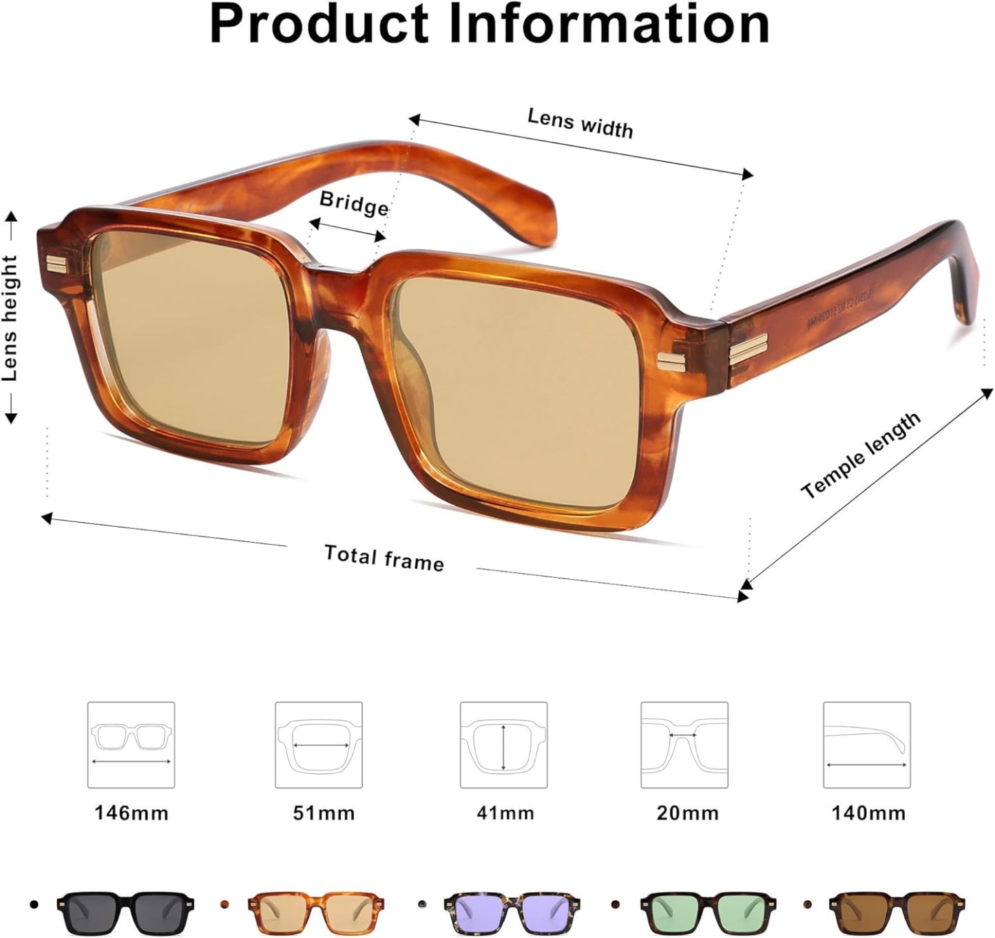 SOthtJOS Trendy Square Polarized Sunglasses for Women, 70s 80s Retro Rectangle Shades SJ2345