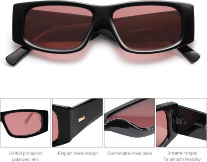 SOthtJOS Trendy Y2K Rectangle Polarized Sunglasses for Women Men Fashion Designer Rave Sunglasses SJ2228