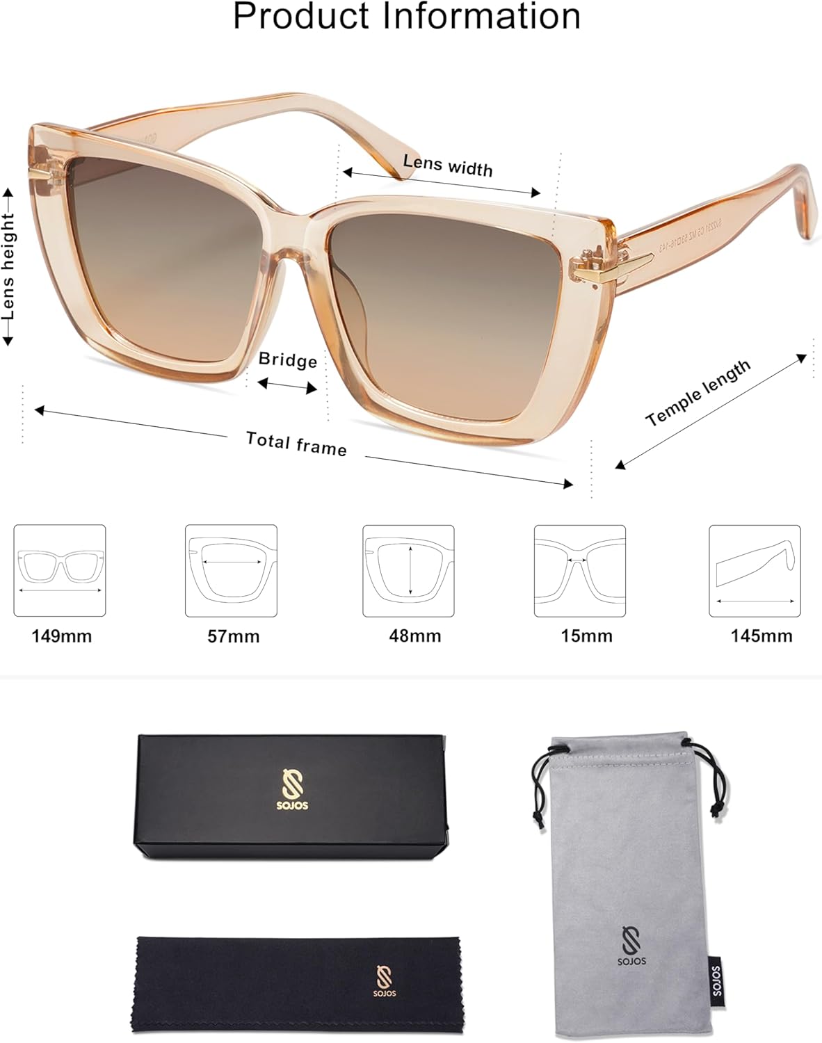 SOthtJOS Trendy Large Oversized Cat Eye Sunglasses for Women 70s UV400 Designer Shades SJ2231