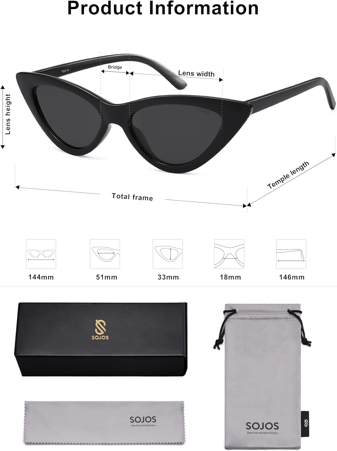 SOthtJOS Retro Vintage Narrow Cat Eye Sunglasses for Women Clout Goggles Plastic Frame SJ2044