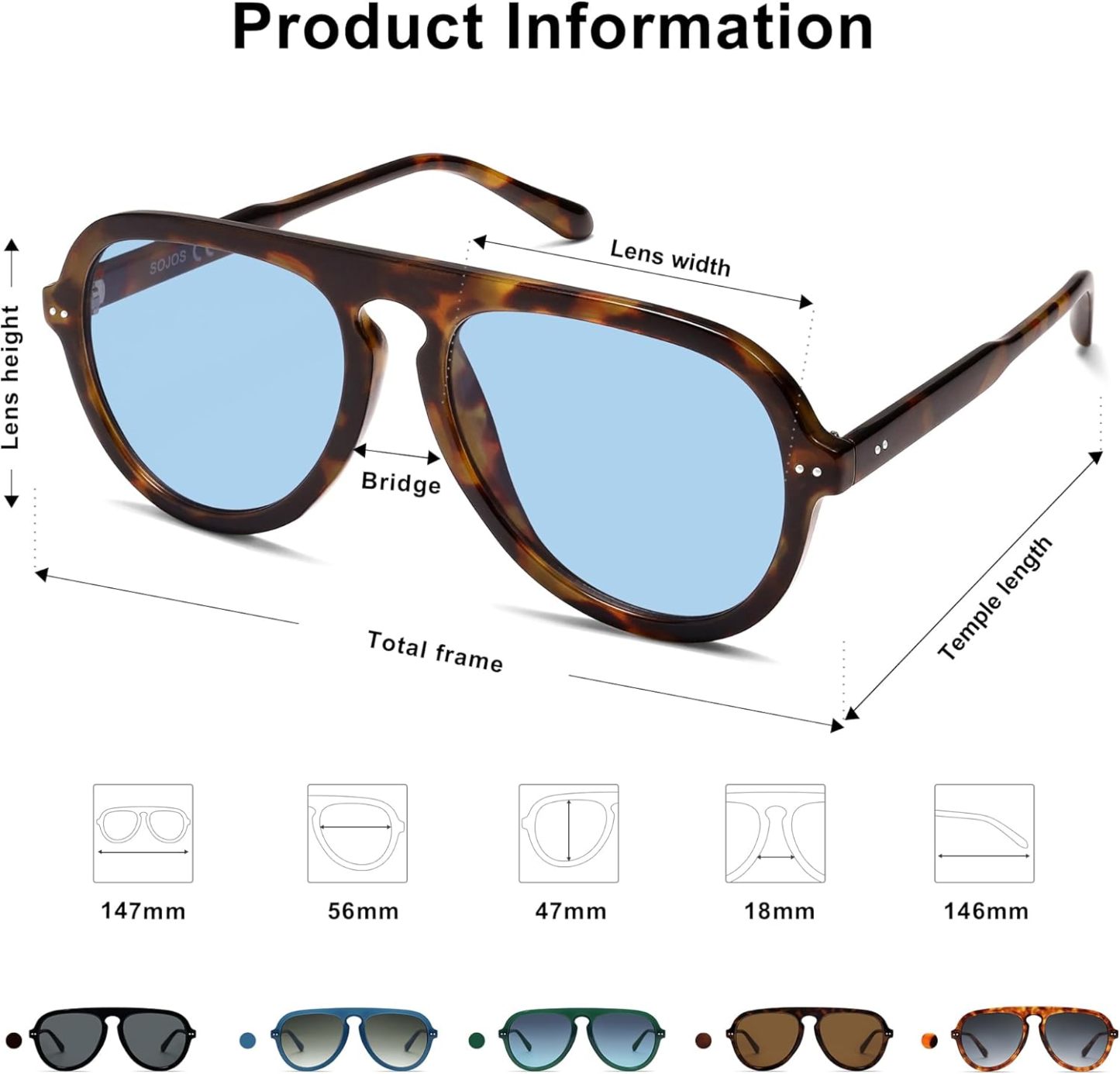 SOthtJOS Retro Aviator Sunglasses Womens Mens Vintage Plastic Frame Shades Lentes De Sol Para Mujer SJ2255