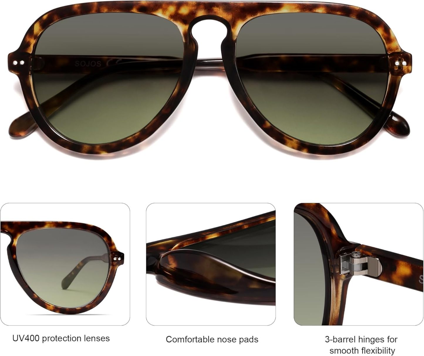 SOthtJOS Retro Aviator Sunglasses Womens Mens Vintage Plastic Frame Shades Lentes De Sol Para Mujer SJ2255