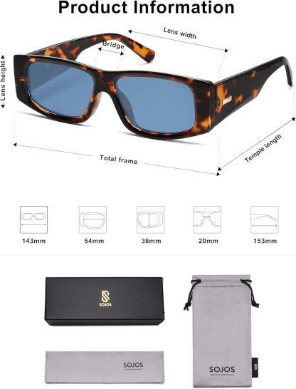 SOthtJOS Trendy Y2K Rectangle Polarized Sunglasses for Women Men Fashion Designer Rave Sunglasses SJ2228