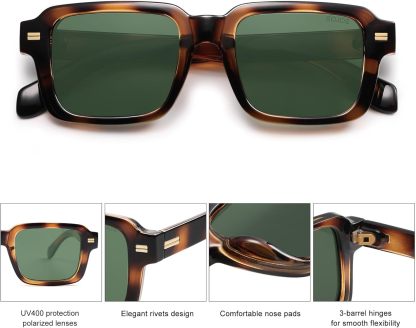 SOthtJOS Trendy Square Polarized Sunglasses for Women, 70s 80s Retro Rectangle Shades SJ2345