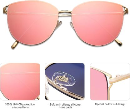 SOthtJOS Mirrored Flat Lens Fashion Sunglasses for Women SJ1085