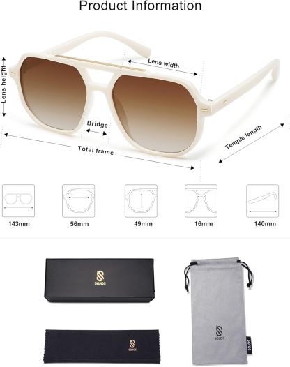 SOthtJOS Retro Trendy Aviator Polarized Sunglasses Men Women Vintage 70s Square Stylish Frame Sun Glasses SJ2283