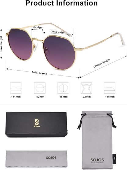 SOthtJOS Round Polygon Polarized Sunglasses for Women Men Retro Classic Vintage Panto Shades SJ1157