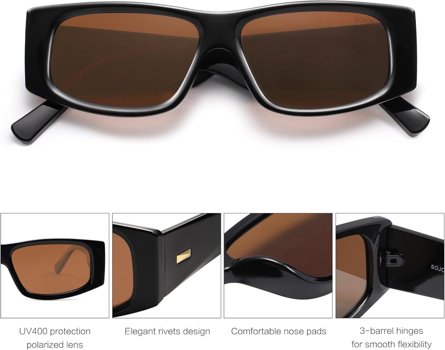 SOthtJOS Trendy Y2K Rectangle Polarized Sunglasses for Women Men Fashion Designer Rave Sunglasses SJ2228