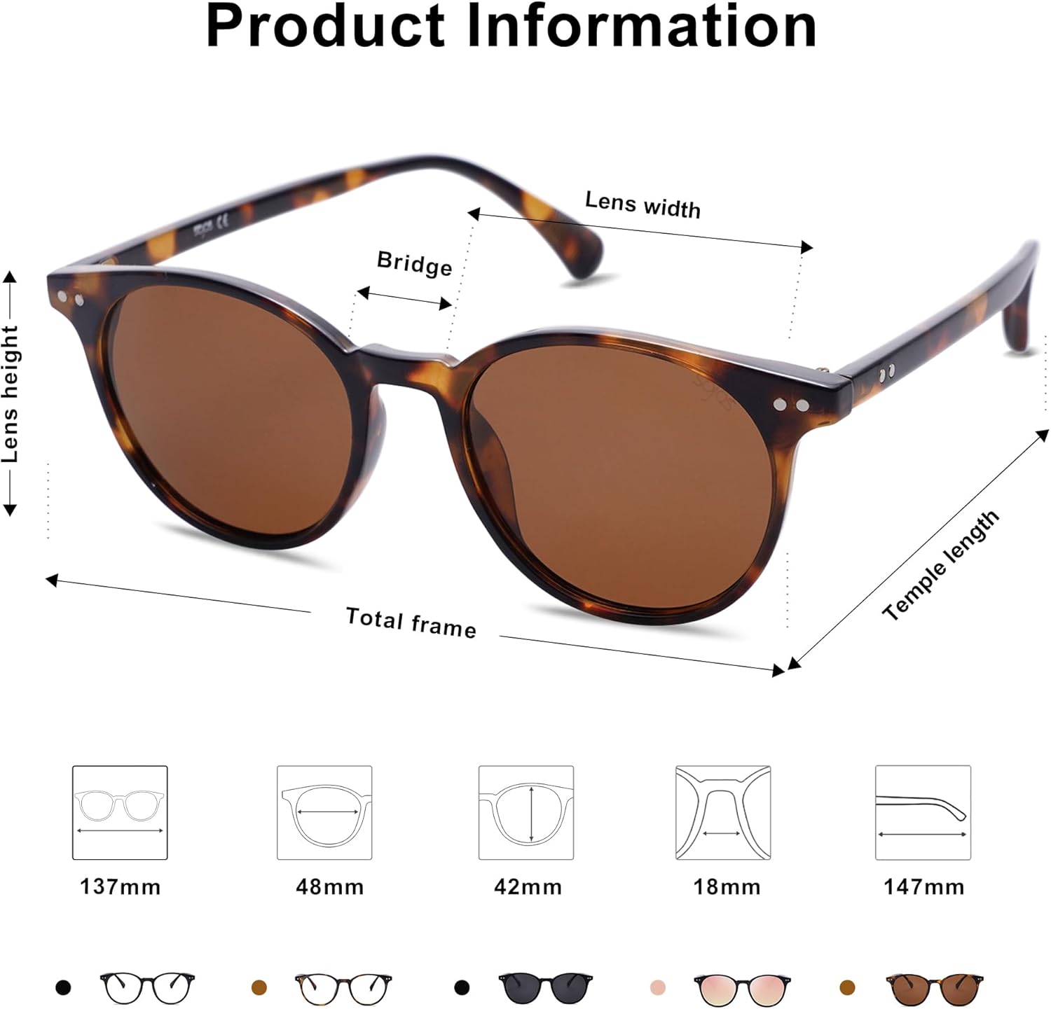 SOthtJOS Small Round Classic Polarized Sunglasses for Women Men Vintage Style UV400 Lens SJ2113