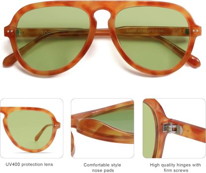 SOthtJOS Retro Aviator Sunglasses Womens Mens Vintage Plastic Frame Shades Lentes De Sol Para Mujer SJ2255