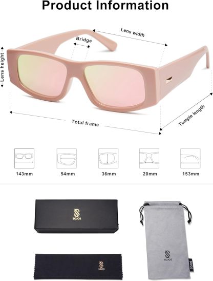 SOthtJOS Trendy Y2K Rectangle Polarized Sunglasses for Women Men Fashion Designer Rave Sunglasses SJ2228