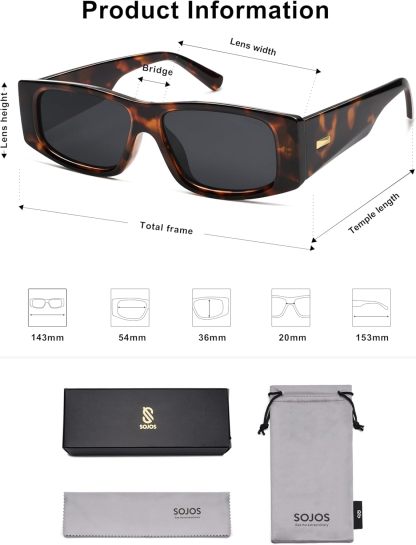 SOthtJOS Trendy Y2K Rectangle Polarized Sunglasses for Women Men Fashion Designer Rave Sunglasses SJ2228