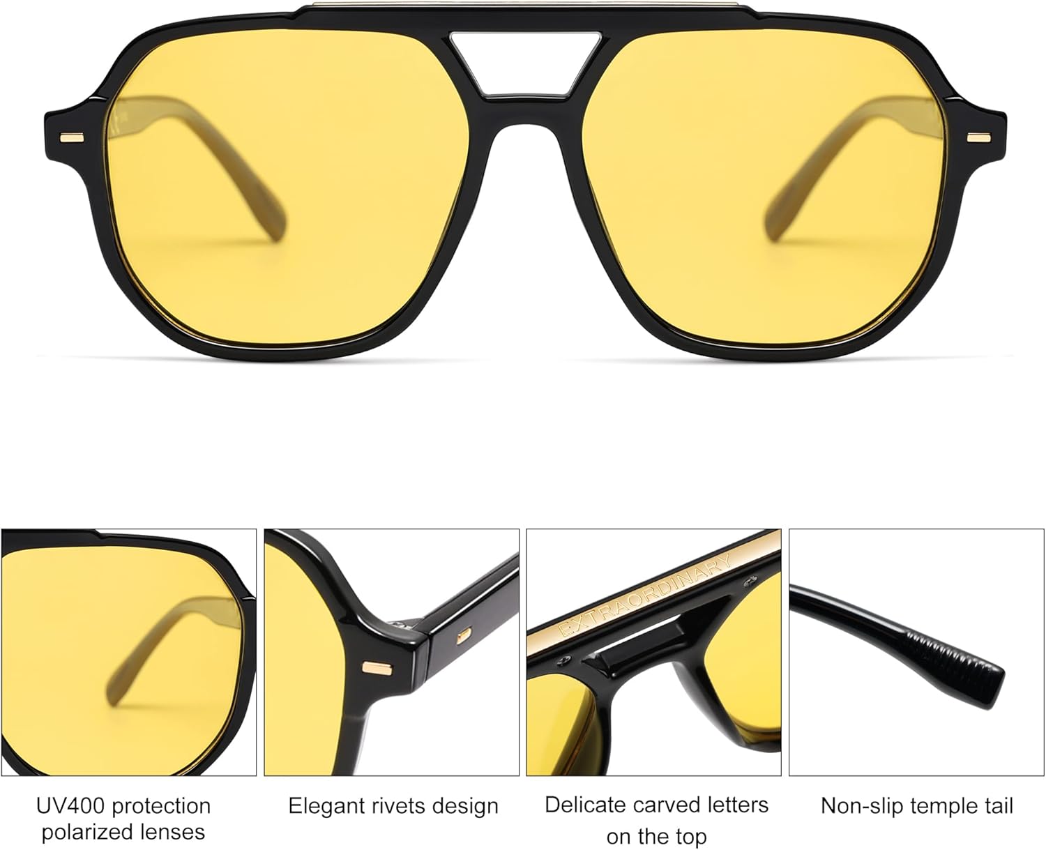 SOthtJOS Retro Trendy Aviator Polarized Sunglasses Men Women Vintage 70s Square Stylish Frame Sun Glasses SJ2283