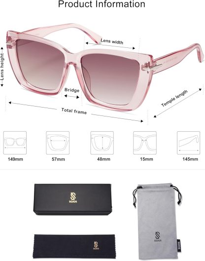 SOthtJOS Trendy Large Oversized Cat Eye Sunglasses for Women 70s UV400 Designer Shades SJ2231