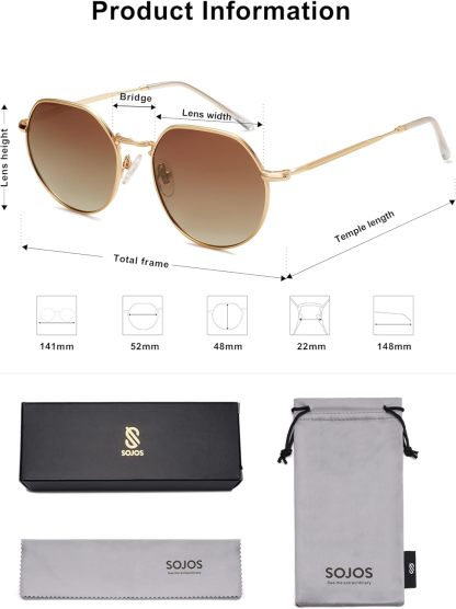 SOthtJOS Round Polygon Polarized Sunglasses for Women Men Retro Classic Vintage Panto Shades SJ1157