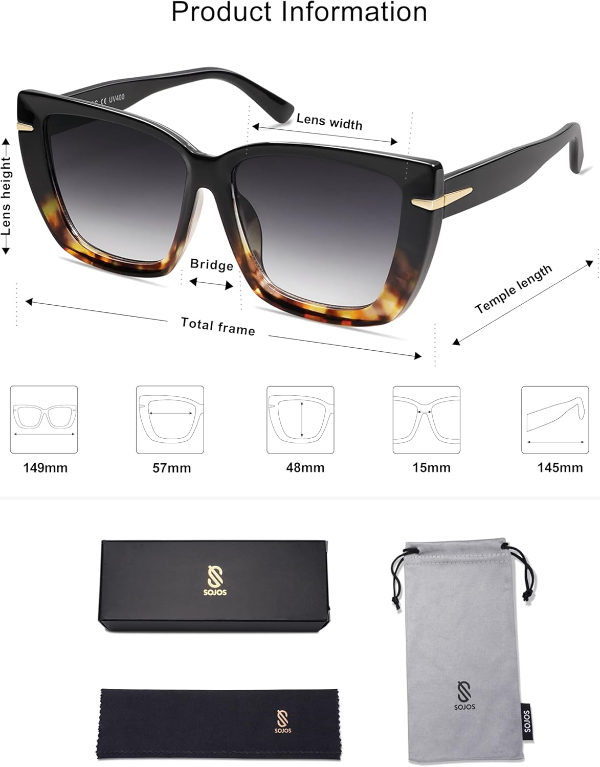 SOthtJOS Trendy Large Oversized Cat Eye Sunglasses for Women 70s UV400 Designer Shades SJ2231