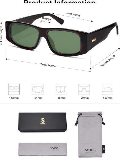 SOthtJOS Trendy Y2K Rectangle Polarized Sunglasses for Women Men Fashion Designer Rave Sunglasses SJ2228