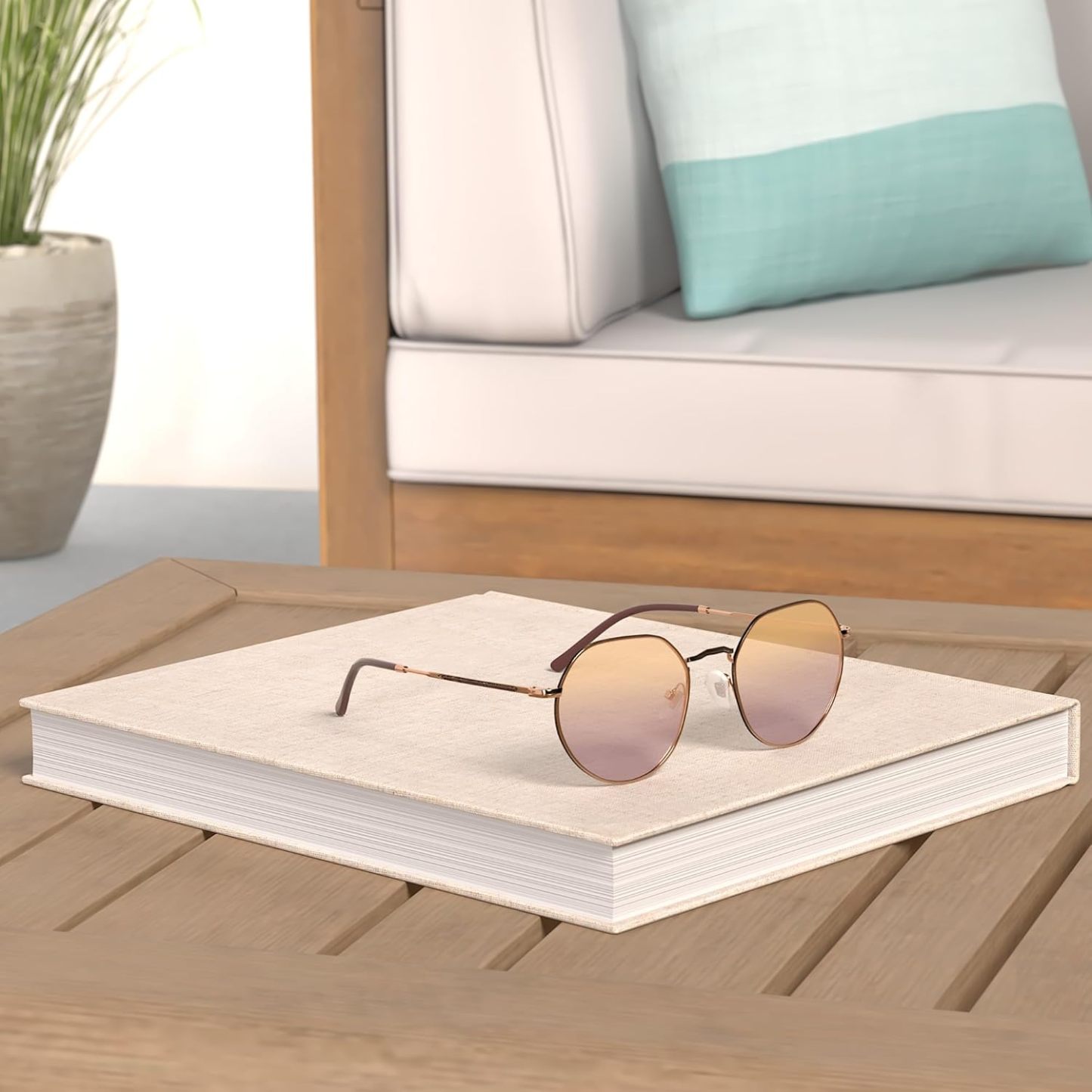 SOthtJOS Round Polygon Polarized Sunglasses for Women Men Retro Classic Vintage Panto Shades SJ1157