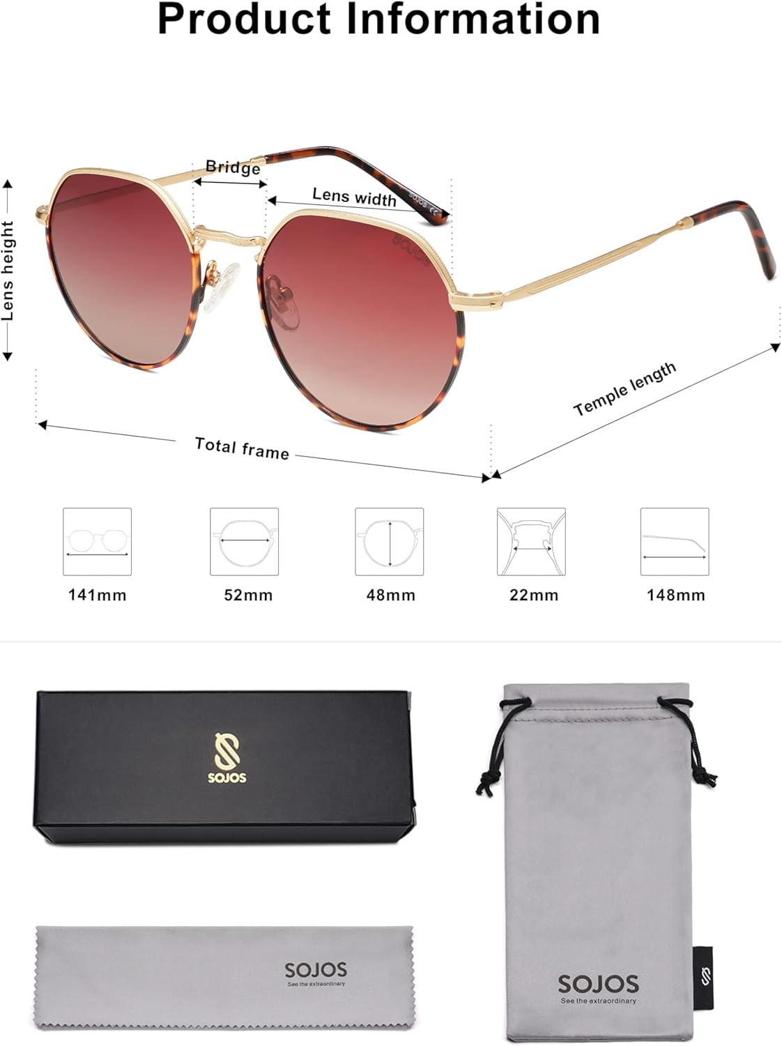 SOthtJOS Round Polygon Polarized Sunglasses for Women Men Retro Classic Vintage Panto Shades SJ1157