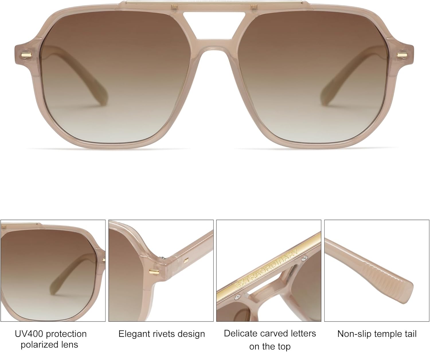 SOthtJOS Retro Trendy Aviator Polarized Sunglasses Men Women Vintage 70s Square Stylish Frame Sun Glasses SJ2283