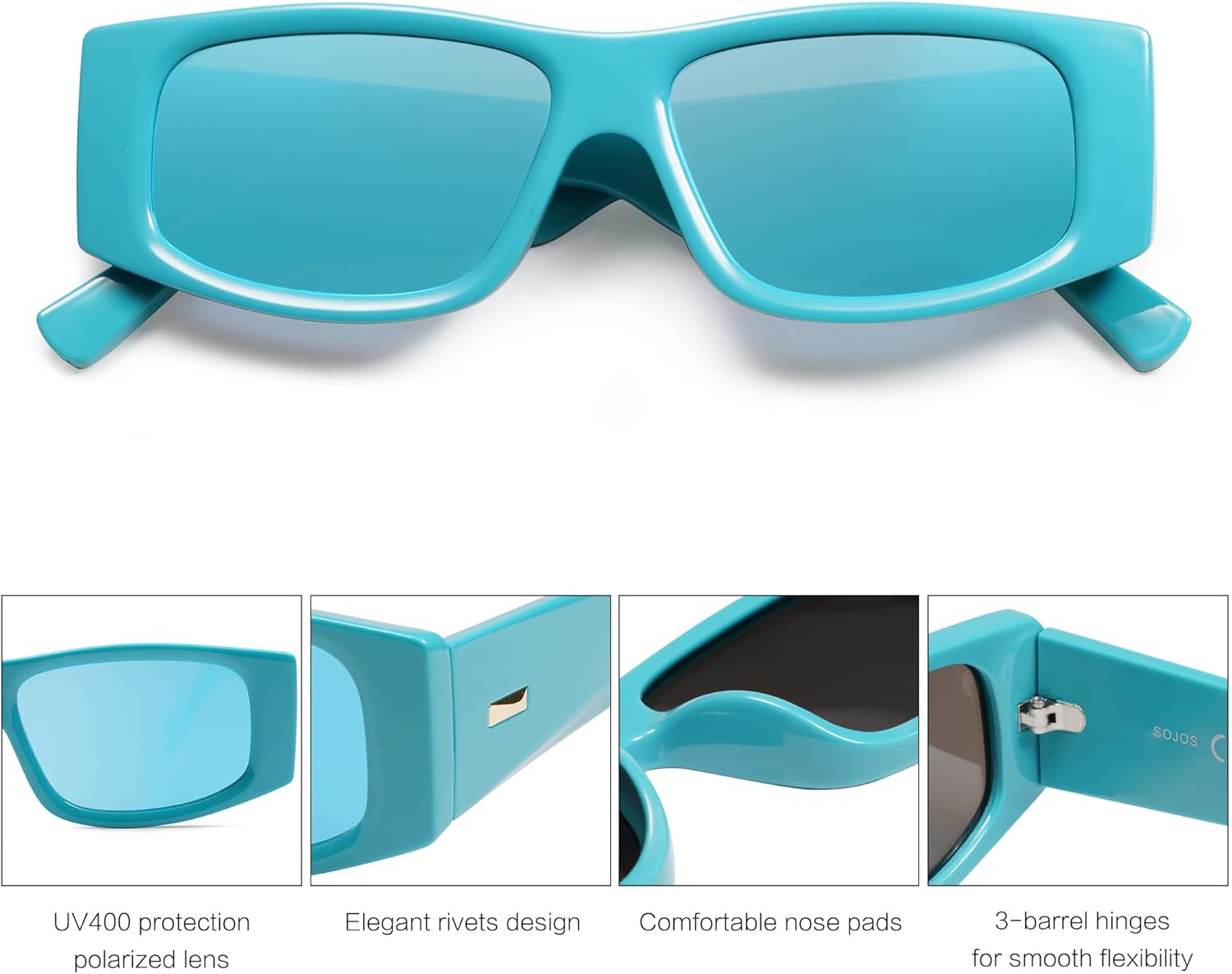 SOthtJOS Trendy Y2K Rectangle Polarized Sunglasses for Women Men Fashion Designer Rave Sunglasses SJ2228