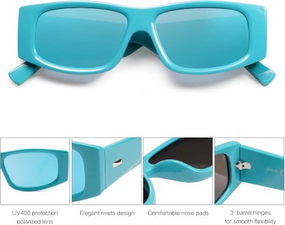 SOthtJOS Trendy Y2K Rectangle Polarized Sunglasses for Women Men Fashion Designer Rave Sunglasses SJ2228