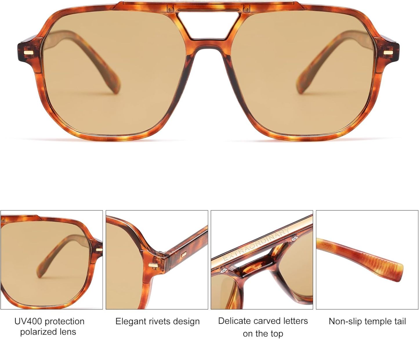 SOthtJOS Retro Trendy Aviator Polarized Sunglasses Men Women Vintage 70s Square Stylish Frame Sun Glasses SJ2283