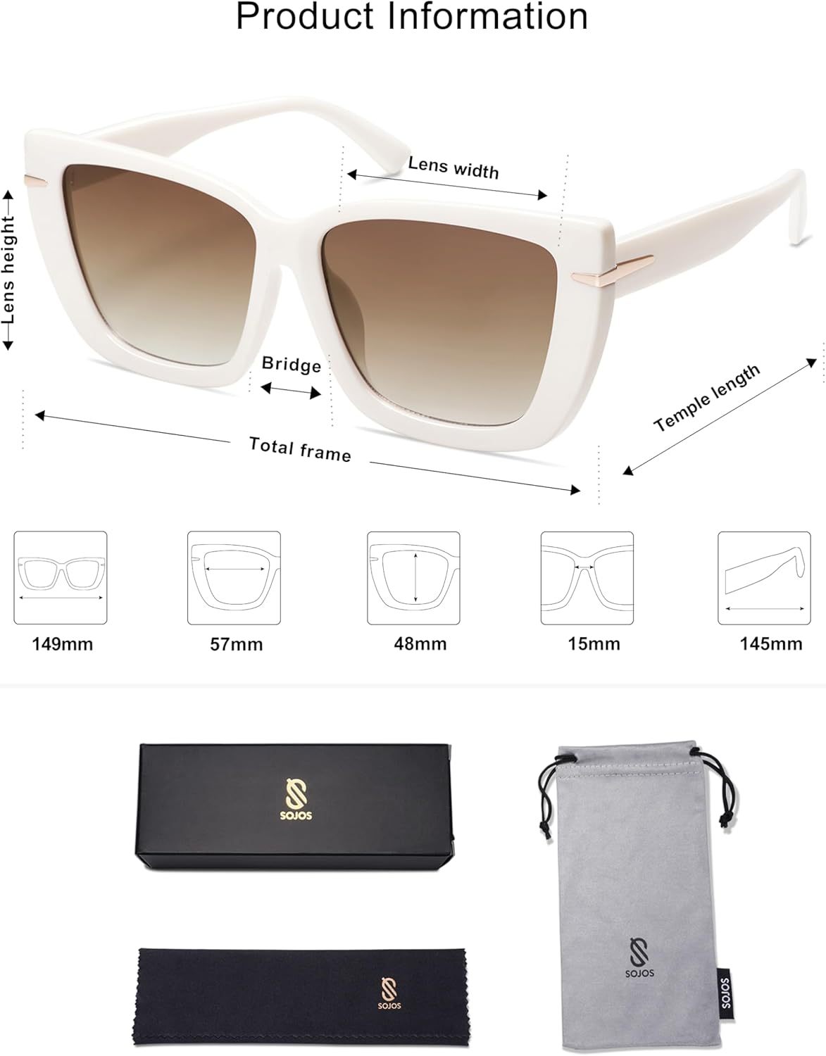 SOthtJOS Trendy Large Oversized Cat Eye Sunglasses for Women 70s UV400 Designer Shades SJ2231