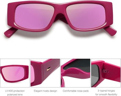 SOthtJOS Trendy Y2K Rectangle Polarized Sunglasses for Women Men Fashion Designer Rave Sunglasses SJ2228