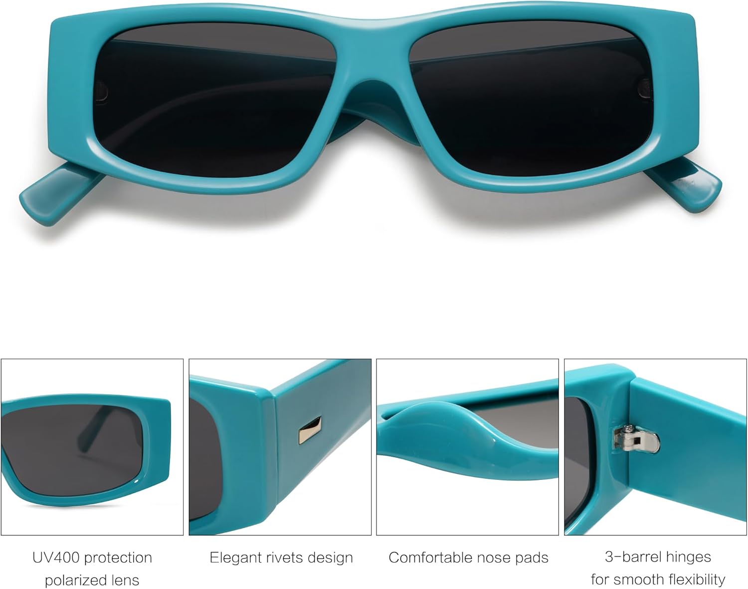 SOthtJOS Trendy Y2K Rectangle Polarized Sunglasses for Women Men Fashion Designer Rave Sunglasses SJ2228