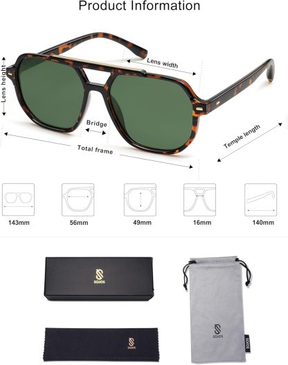 SOthtJOS Retro Trendy Aviator Polarized Sunglasses Men Women Vintage 70s Square Stylish Frame Sun Glasses SJ2283