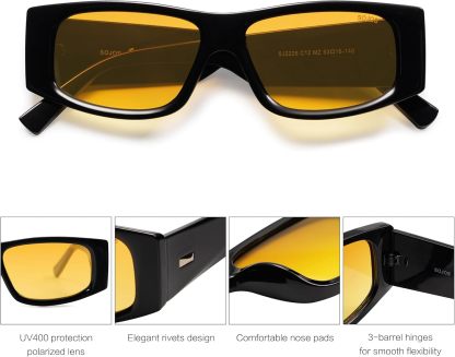 SOthtJOS Trendy Y2K Rectangle Polarized Sunglasses for Women Men Fashion Designer Rave Sunglasses SJ2228