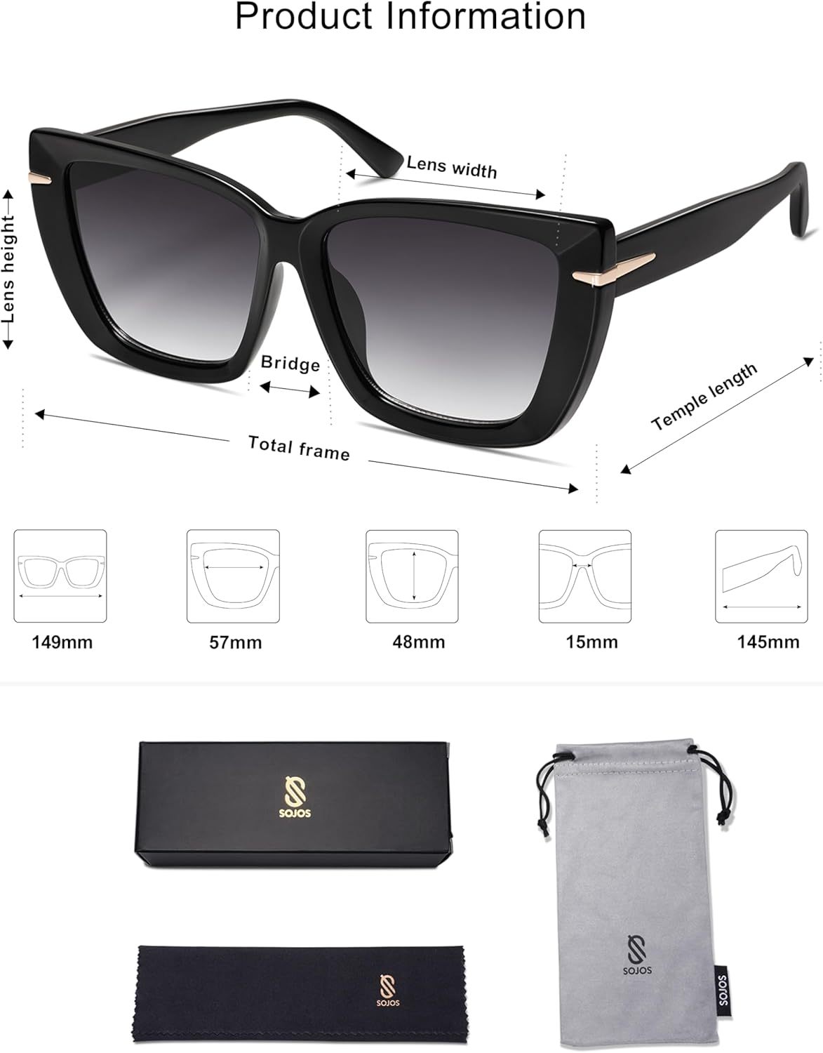 SOthtJOS Trendy Large Oversized Cat Eye Sunglasses for Women 70s UV400 Designer Shades SJ2231