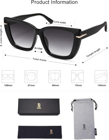 SOthtJOS Trendy Large Oversized Cat Eye Sunglasses for Women 70s UV400 Designer Shades SJ2231