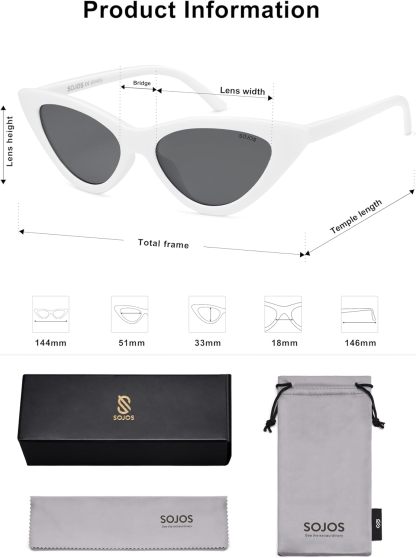 SOthtJOS Retro Vintage Narrow Cat Eye Sunglasses for Women Clout Goggles Plastic Frame SJ2044