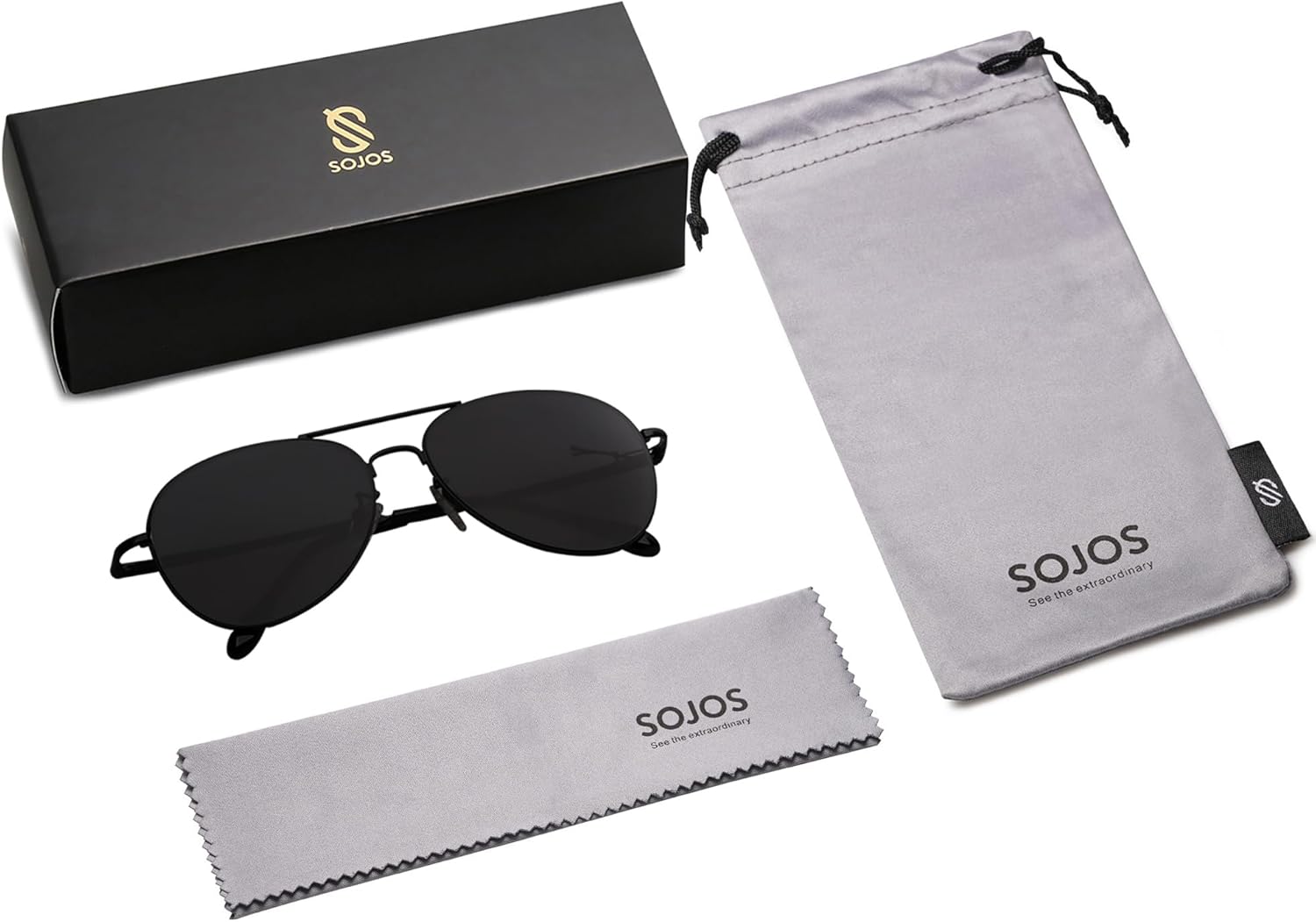 SOthtJOS Classic Aviator Sunglasses for Women Men Metal Spring Hinges SJ1030