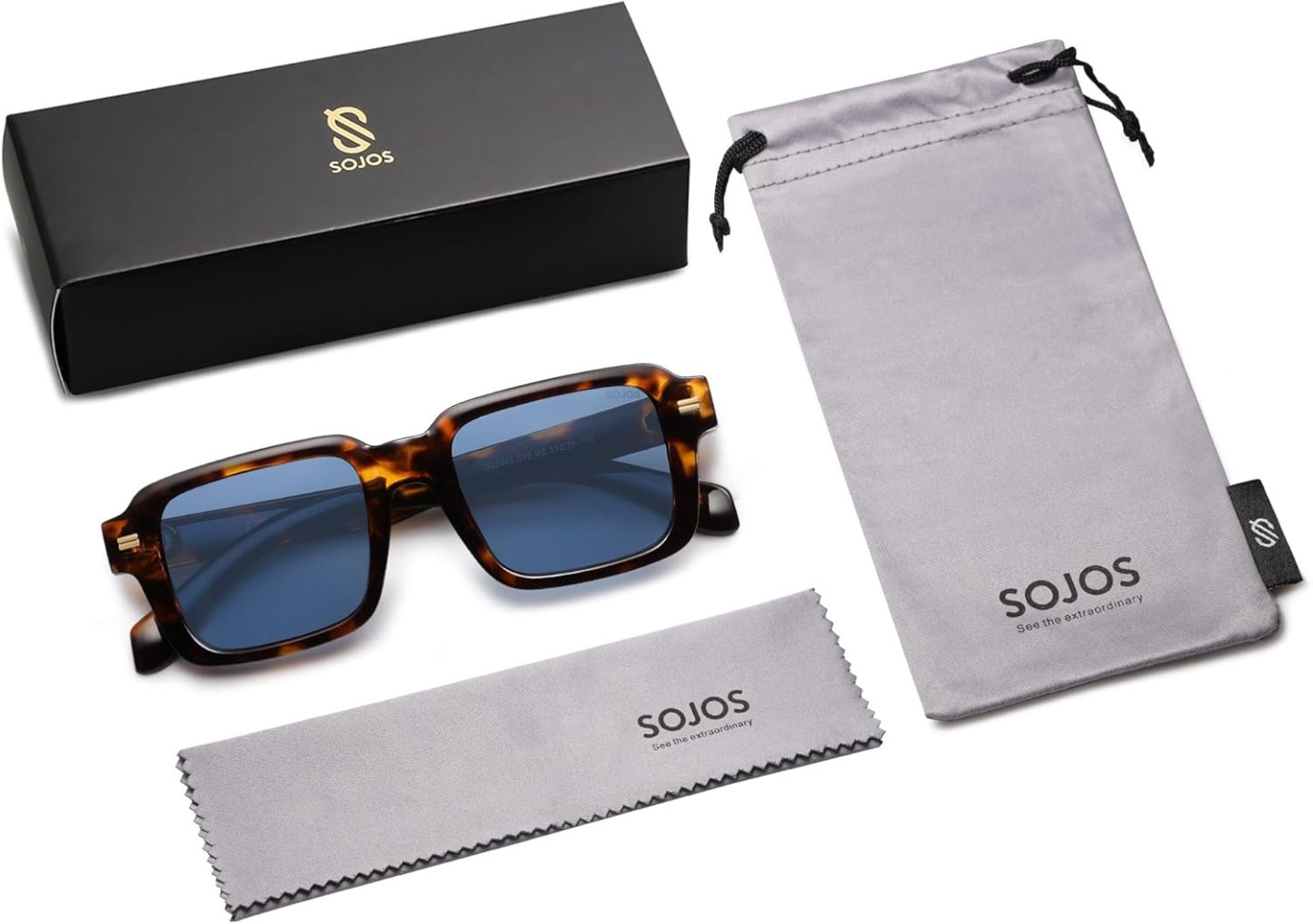 SOthtJOS Trendy Square Polarized Sunglasses for Women, 70s 80s Retro Rectangle Shades SJ2345