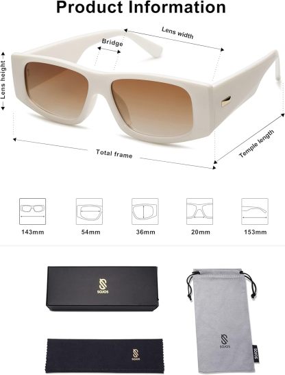 SOthtJOS Trendy Y2K Rectangle Polarized Sunglasses for Women Men Fashion Designer Rave Sunglasses SJ2228