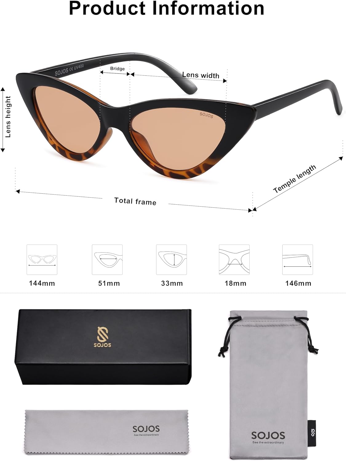 SOthtJOS Retro Vintage Narrow Cat Eye Sunglasses for Women Clout Goggles Plastic Frame SJ2044