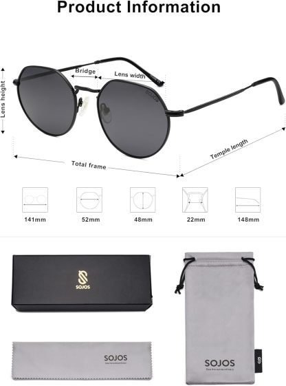 SOthtJOS Round Polygon Polarized Sunglasses for Women Men Retro Classic Vintage Panto Shades SJ1157