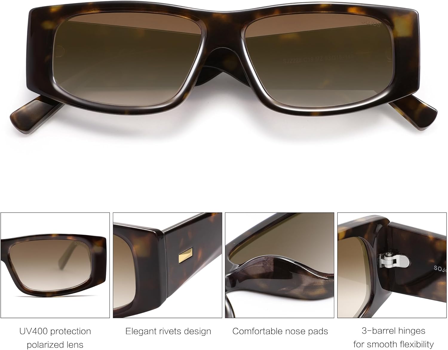 SOthtJOS Trendy Y2K Rectangle Polarized Sunglasses for Women Men Fashion Designer Rave Sunglasses SJ2228