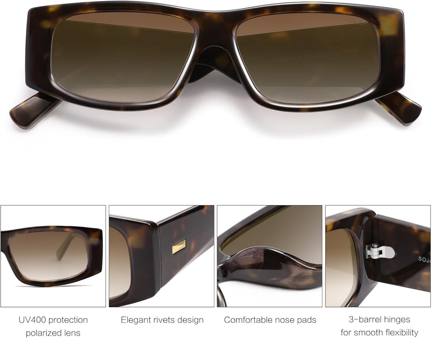 SOthtJOS Trendy Y2K Rectangle Polarized Sunglasses for Women Men Fashion Designer Rave Sunglasses SJ2228